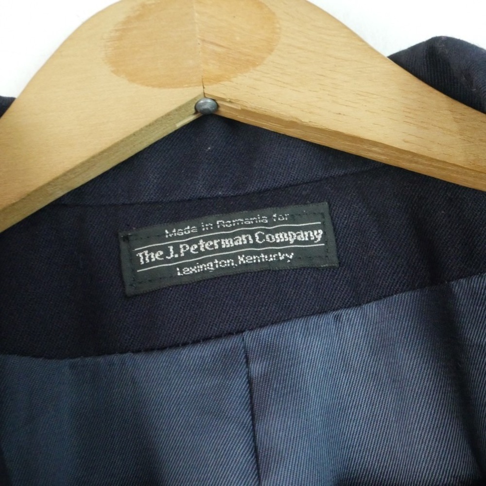 J Peterman Women's Double Breasted Blazer Navy Blue Gold Buttons 14 Wool Vintage - Picture 3 of 16